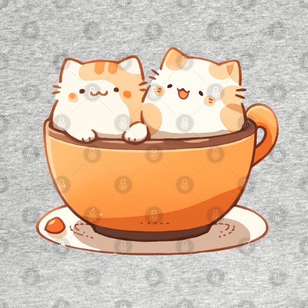 Kawaii cats in hot chocolate cup by JP